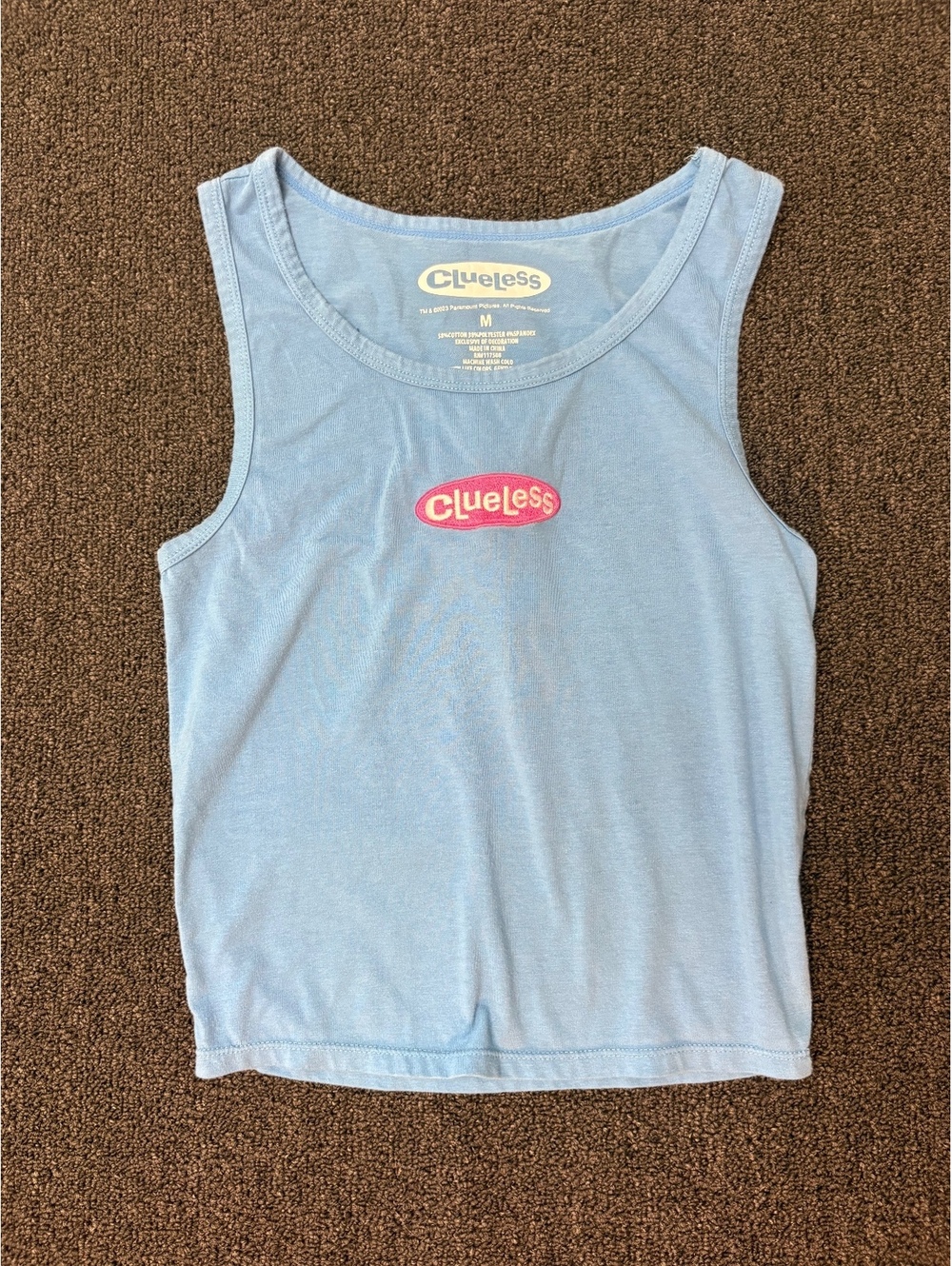 Clueless Blue Embroidered Logo Tank Top Y2K Preppy 90s Movie Style size M